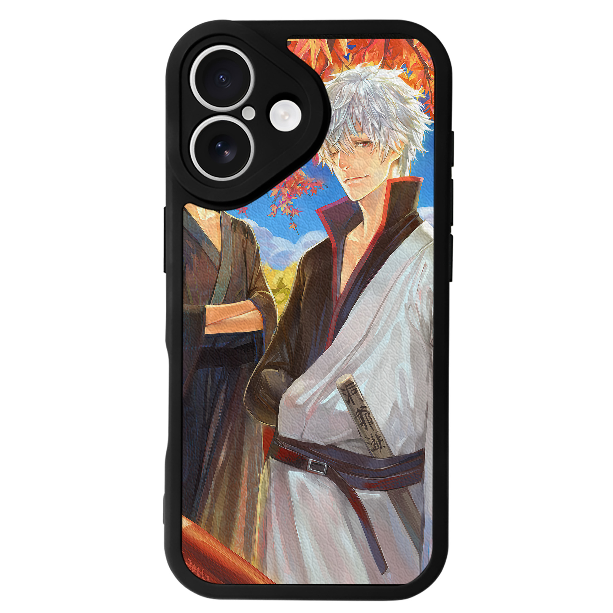 （画像用） ぎんたま 坂田銀時（さかたぎんとき） 神楽 志村新八（しむら しんぱち） GINTAMA Sakata Gintoki Kagura Shimura Shinpachi 【iPhone 16シリーズ対応】シリコンスマホケース（レザー調） 材質：シリコン